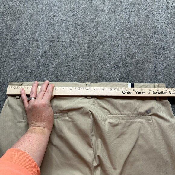Rhoback Shorts Men 40 Beige Khaki Performance Lined 8" Flat Front Chino - Picture 12 of 16